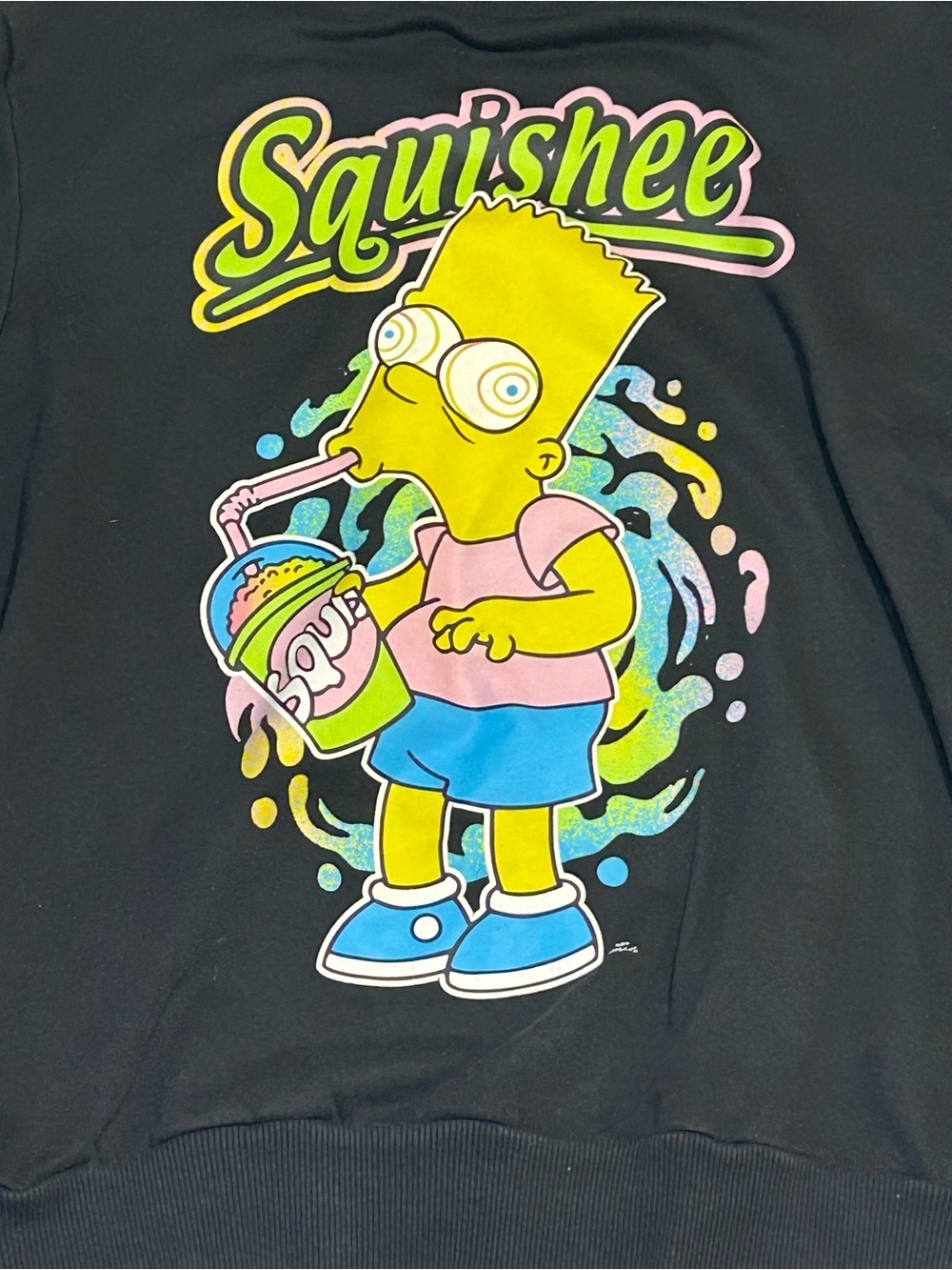 The Simpsons Bart Squishee Sweatshirt Mens Large Black Mad Engine - Picture 3 of 7